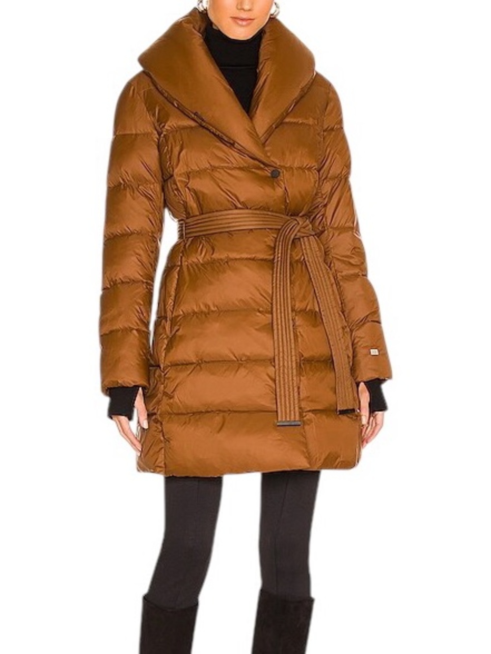 SOIA & KYO ANGELICA PUFFER COAT JACKET CHESTNUT with Thumb Holes REVOLVE M